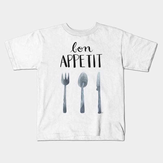 Bon Appetit - Black Kids T-Shirt by monitdesign